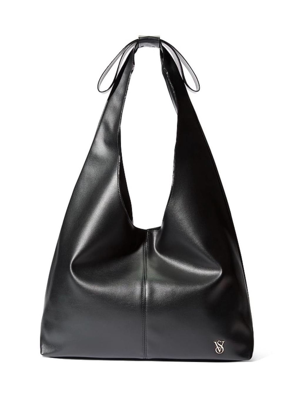 Victoria's Secret Black Bow Leather-Style Shoulder Hobo Bag